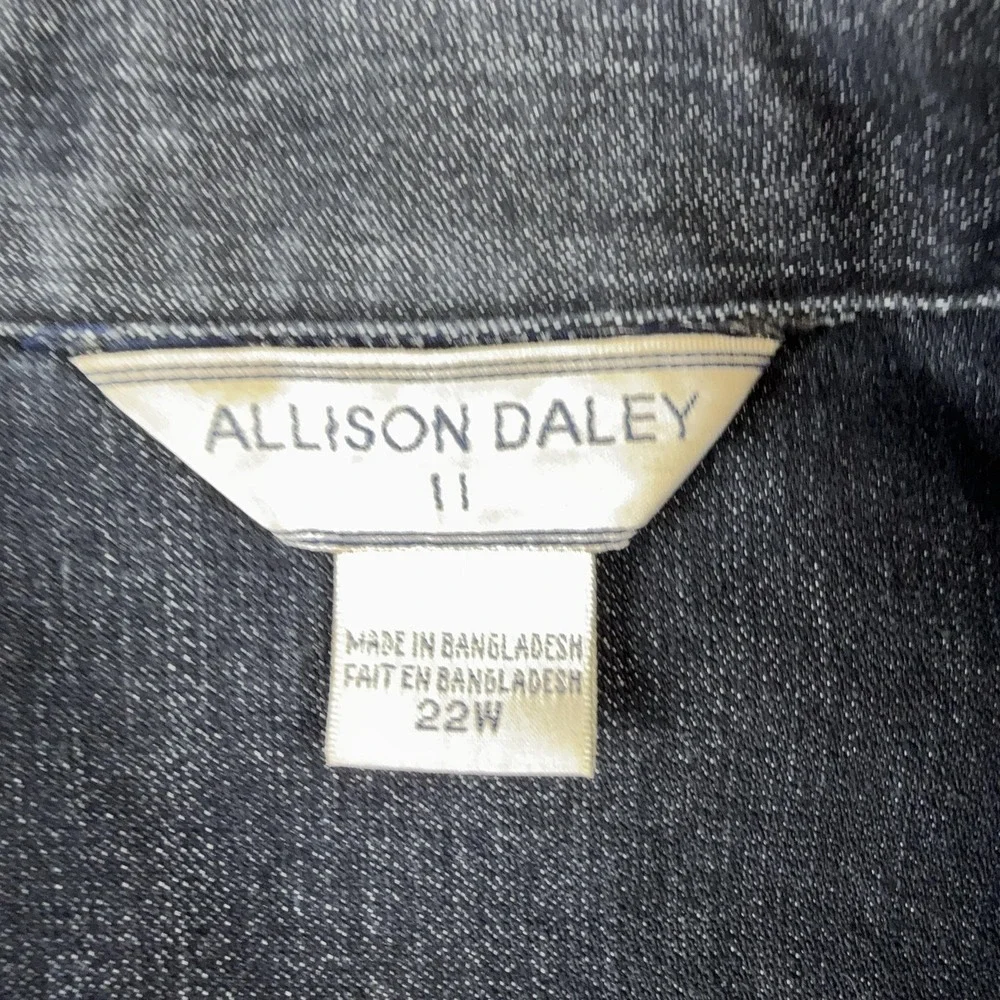 Allison Daley Jacket Womens 22W Blue Denim‎ Button Front Collared Casual Unlined